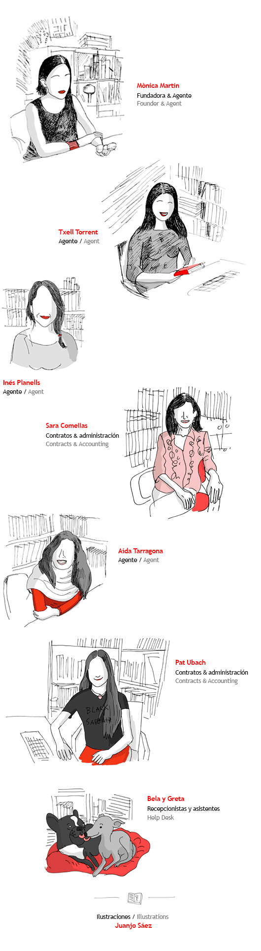 Mònica Martín, Txell Torrent, Inés Planells, Sara Comellas, Aida Tarragona. Ilustración: Juanjo Sáez